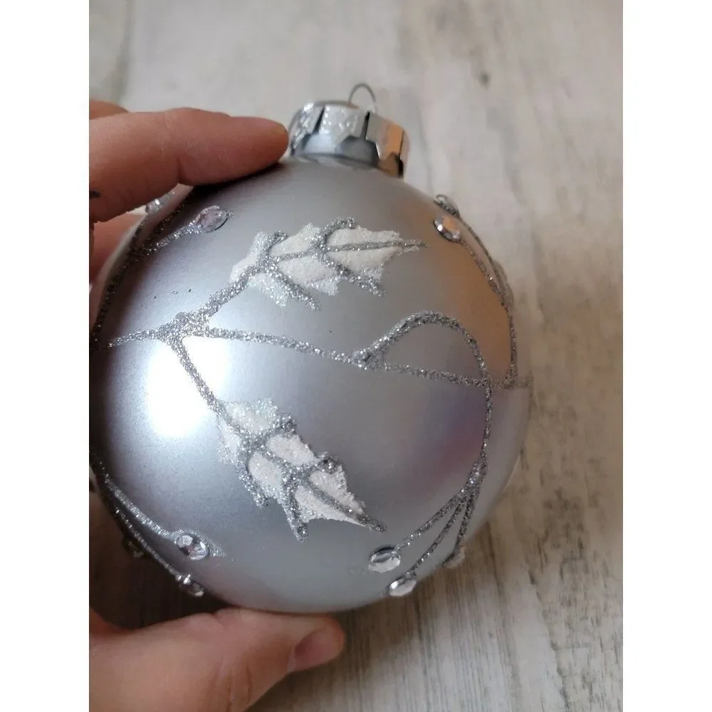 Silver ball snowflake glitter ornament Xmas decor‎